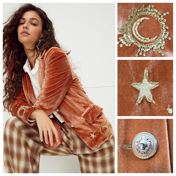 Lenni Jackets & Blazers - Free People Lenni Celestial Shadow Velvet Blazer Jacket